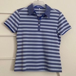 NWT NIKEGOLF FITDRY Polo Shirt Blue & Light Gray Stripes SZ S